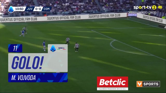 GOLO! Como, M. Vojvoda aos 11', Juventus 0-1 Como