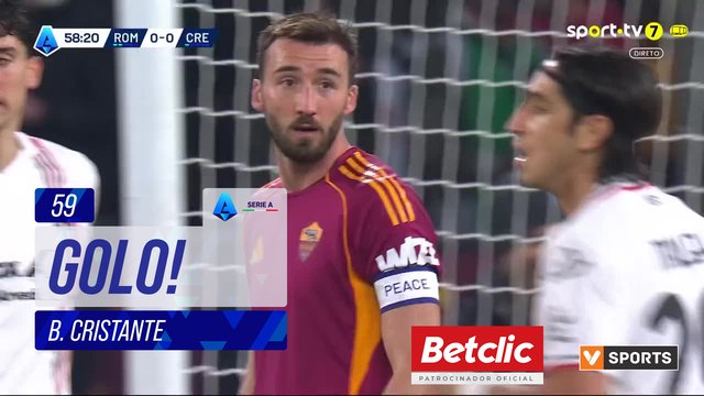 GOLO! Roma, B. Cristante aos 59', Roma 1-0 Cremonese