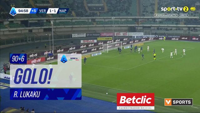 GOLO! Napoli, R. Lukaku aos 90'+6', Verona 1-2 Napoli