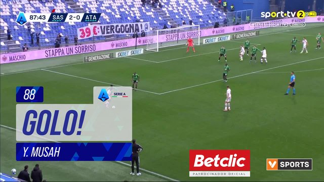 GOLO! Atalanta, Y. Musah aos 88', Sassuolo 2-1 Atalanta