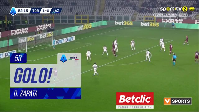 GOLO! Torino, D. Zapata aos 53', Torino 2-0 Lazio