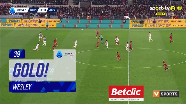 GOLO! Roma, Wesley aos 39', Roma 1-0 Juventus