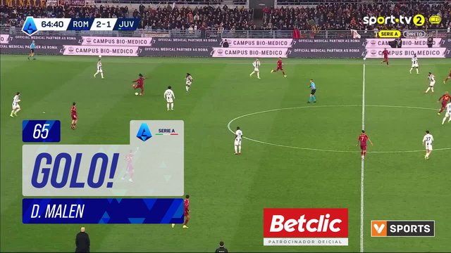 GOLO! Roma, D. Malen aos 65', Roma 3-1 Juventus