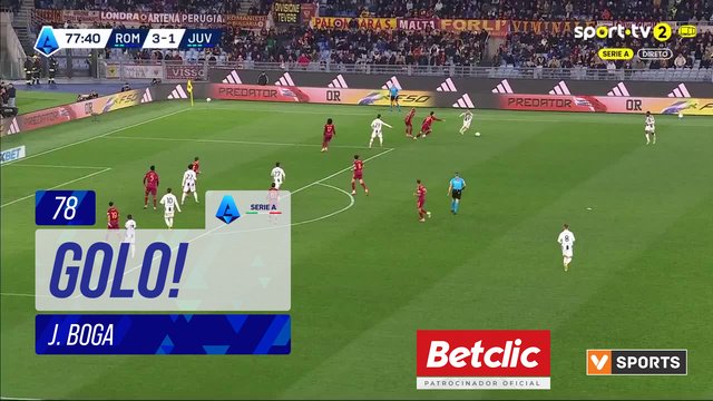 GOLO! Juventus, J. Boga aos 78', Roma 3-2 Juventus