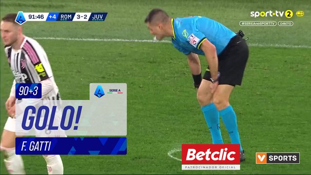 GOLO! Juventus, F. Gatti aos 90'+3', Roma 3-3 Juventus