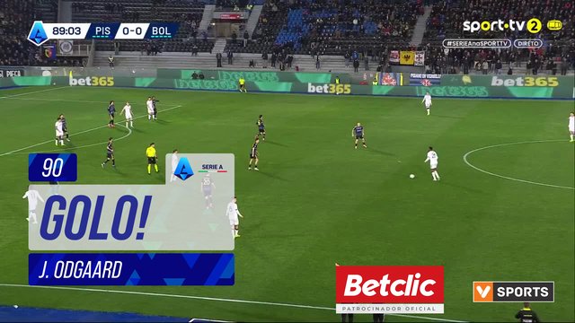 GOLO! Bologna, J. Odgaard aos 90', Pisa 0-1 Bologna