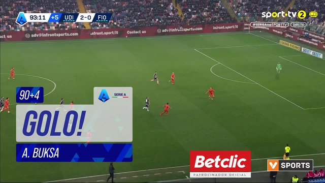 GOLO! Udinese, A. Buksa aos 90'+4', Udinese 3-0 Fiorentina