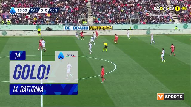 GOLO! Como, M. Baturina aos 14', Cagliari 0-1 Como