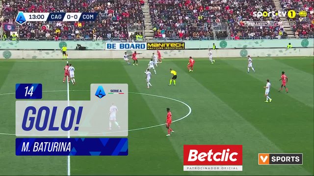 GOLO! Como, M. Baturina aos 14', Cagliari 0-1 Como