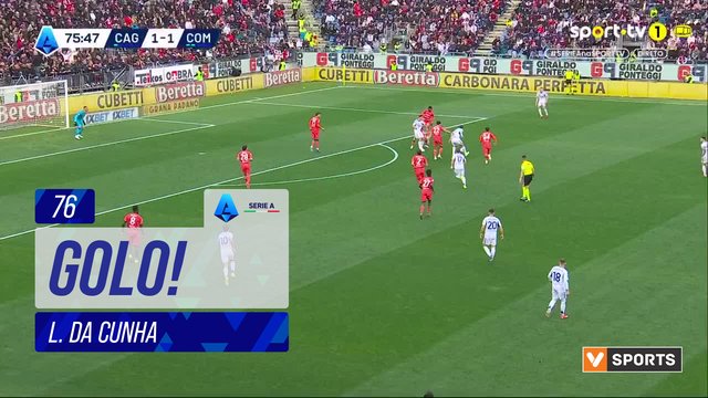 GOLO! Como, L. Da Cunha aos 76', Cagliari 1-2 Como