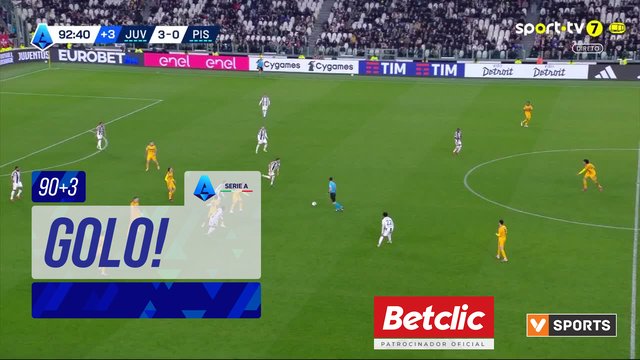 GOLO! Juventus aos 90'+3', Juventus 4-0 Pisa