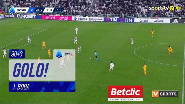GOLO! Juventus, J. Boga aos 90'+3', Juventus 4-0 Pisa
