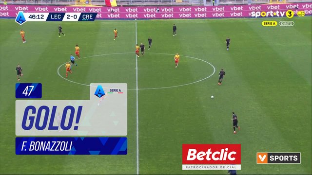 GOLO! Cremonese, F. Bonazzoli aos 47', Lecce 2-1 Cremonese