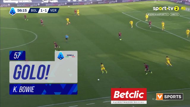 GOLO! Verona, K. Bowie aos 57', Bologna 1-2 Verona