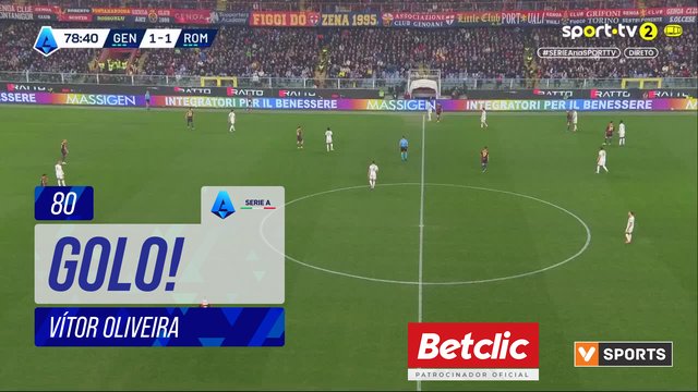 GOLO! Genoa, Vítor Oliveira aos 80', Genoa 2-1 Roma