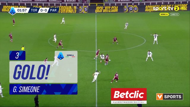 GOLO! Torino, G. Simeone aos 3', Torino 1-0 Parma