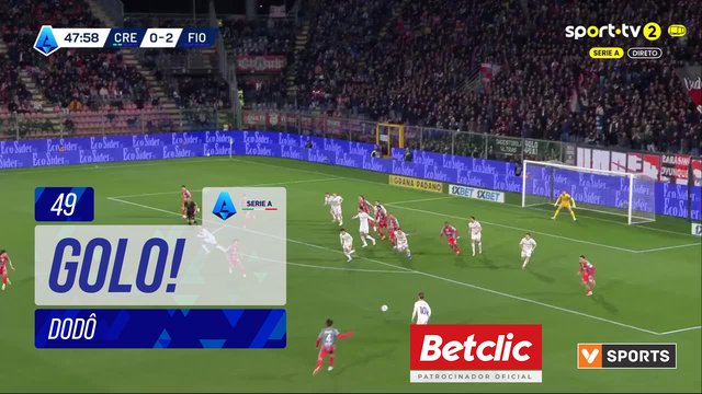 GOLO! Fiorentina, Dodô aos 49', Cremonese 0-3 Fiorentina