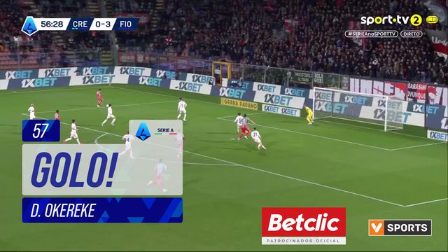 GOLO! Cremonese, D. Okereke aos 57', Cremonese 1-3 Fiorentina