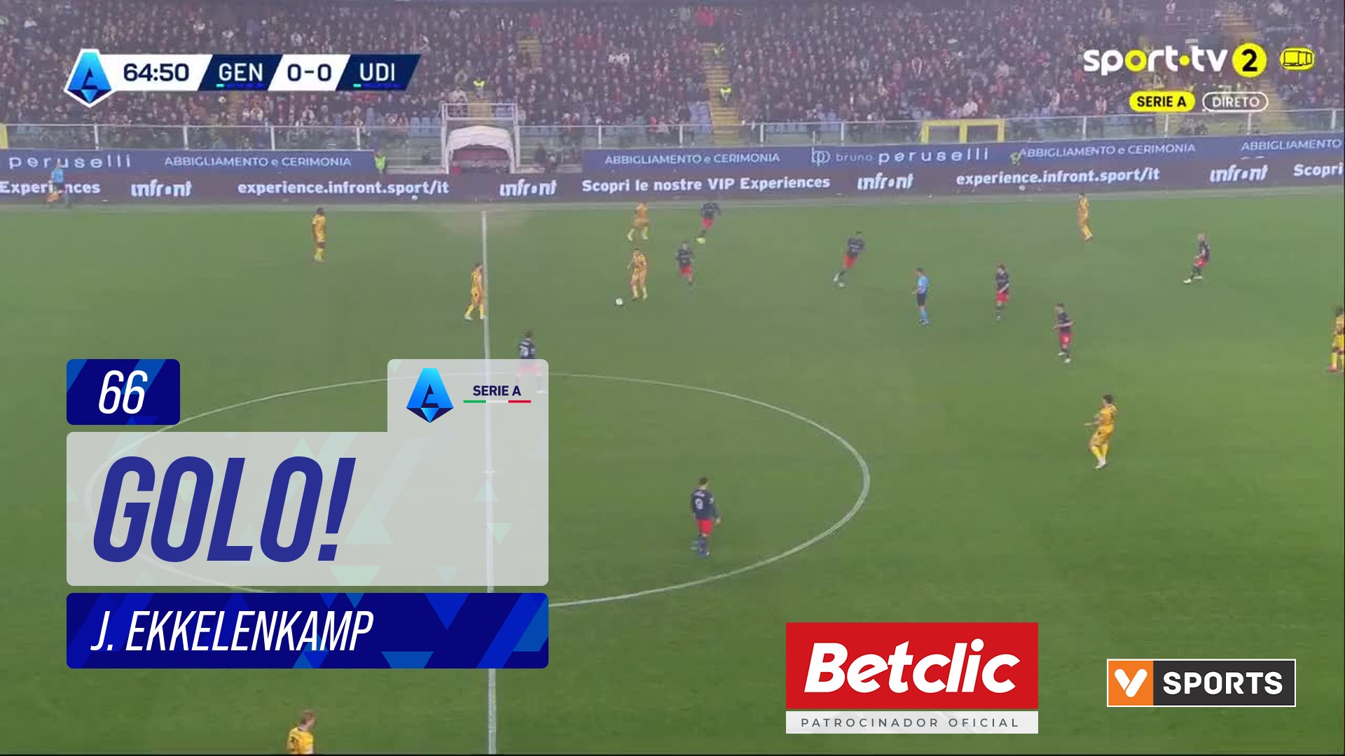 GOLO! Udinese, J. Ekkelenkamp aos 66', Genoa 0-1 U...