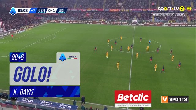 GOLO! Udinese, K. Davis aos 90'+6', Genoa 0-2 Udinese