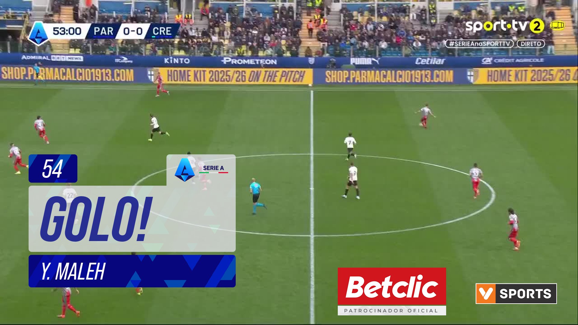 GOLO! Cremonese, Y. Maleh aos 54', Parma 0-1 Cremonese