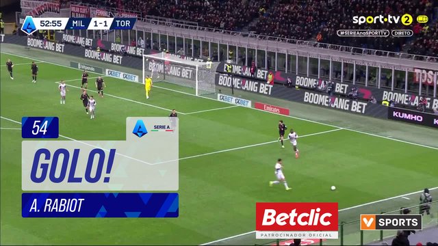 GOLO! Milan, A. Rabiot aos 54', Milan 2-1 Torino