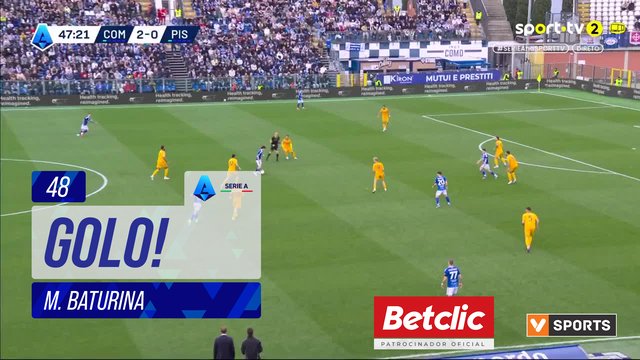 GOLO! Como, M. Baturina aos 48', Como 3-0 Pisa