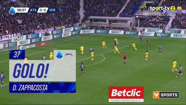 GOLO! Atalanta, D. Zappacosta aos 37', Atalanta 1-0 Verona