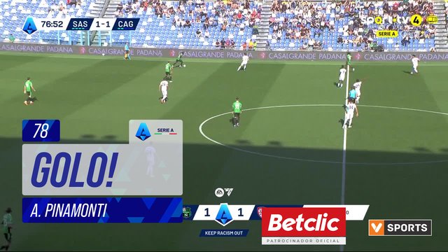 GOLO! Sassuolo, A. Pinamonti aos 78', Sassuolo 2-1 Cagliari