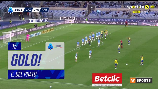 GOLO! Parma, E. Del Prato aos 15', Lazio 0-1 Parma