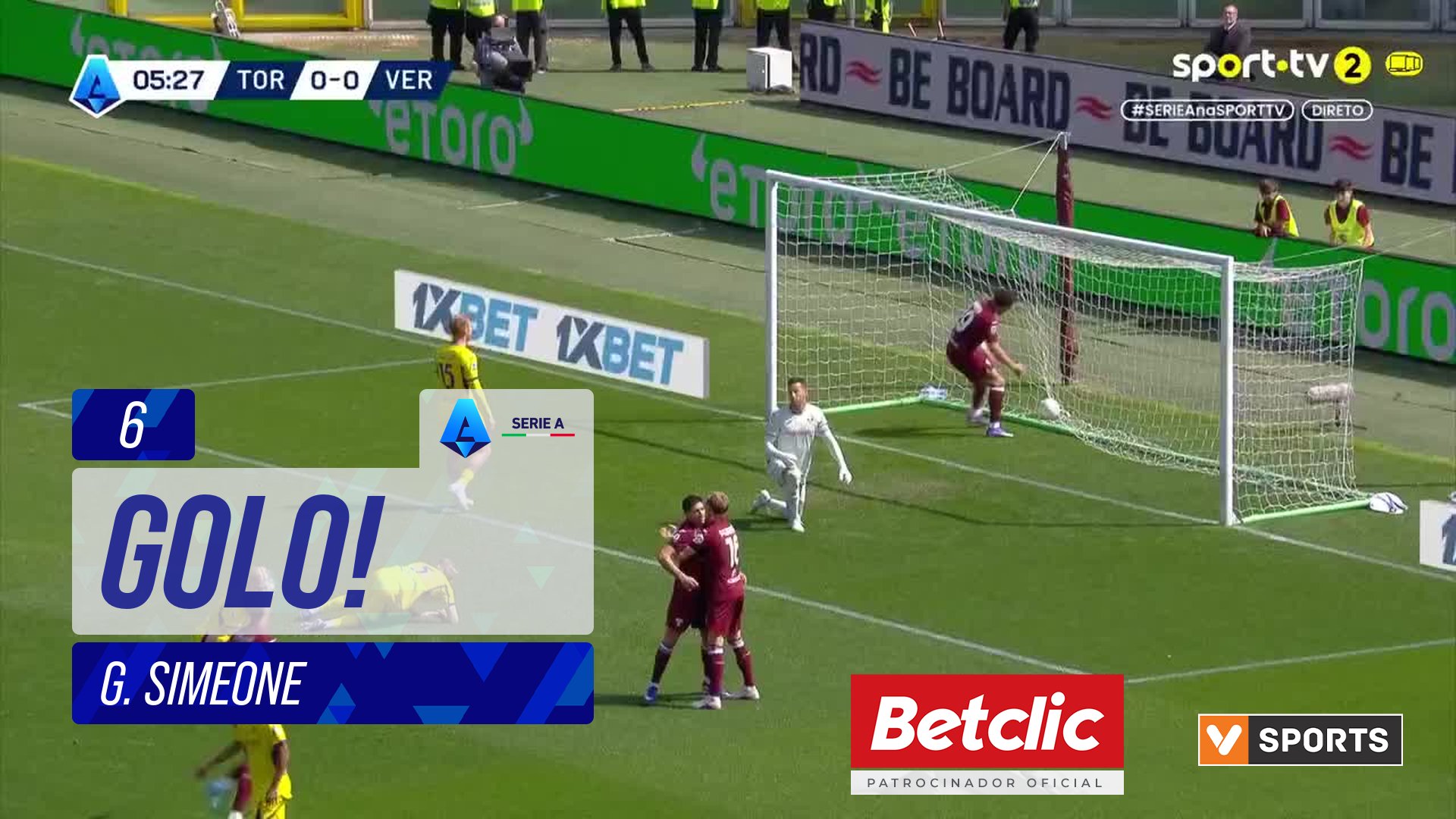 GOLO! Torino, G. Simeone aos 6', Torino 1-0 Verona