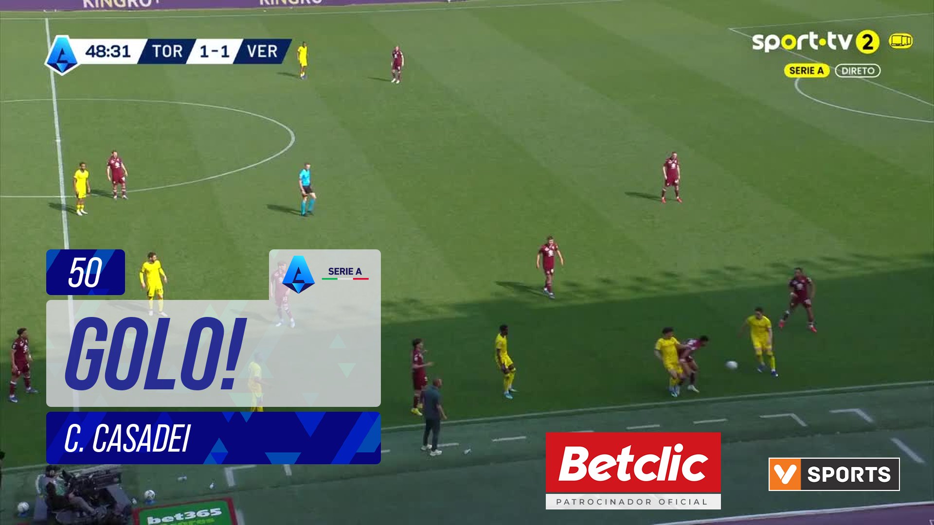 GOLO! Torino, C. Casadei aos 50', Torino 2-1 Verona