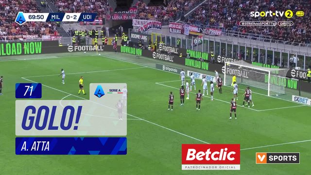 GOLO! Udinese, A. Atta aos 71', Milan 0-3 Udinese