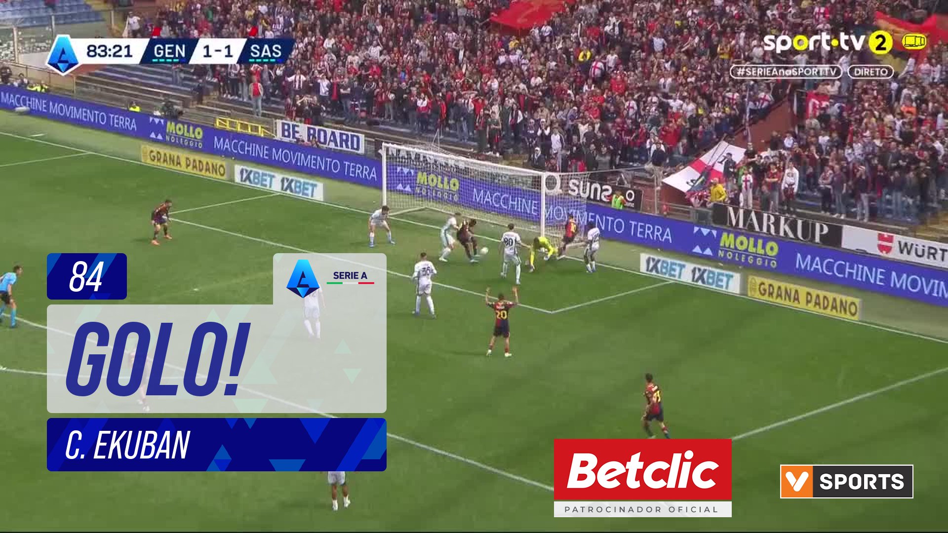 GOLO! Genoa, C. Ekuban aos 84', Genoa 2-1 Sassuolo
