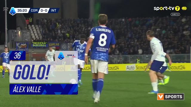 GOLO! Como, Álex Valle aos 36', Como 1-0 Internazionale