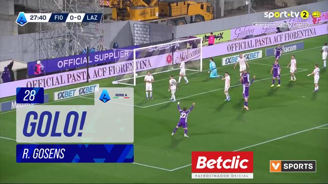 GOLO! Fiorentina, R. Gosens aos 28', Fiorentina 1-0 Lazio