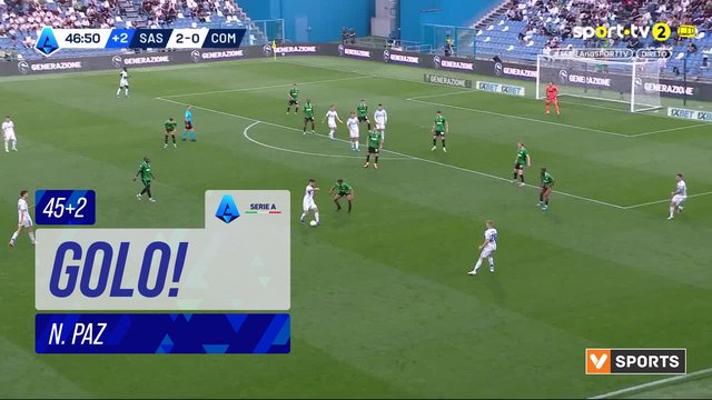 GOLO! Como, N. Paz aos 45'+2', Sassuolo 2-1 Como
