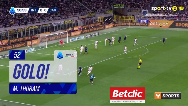 GOLO! Internazionale, M. Thuram aos 52', Internazionale 1-0 Cagliari