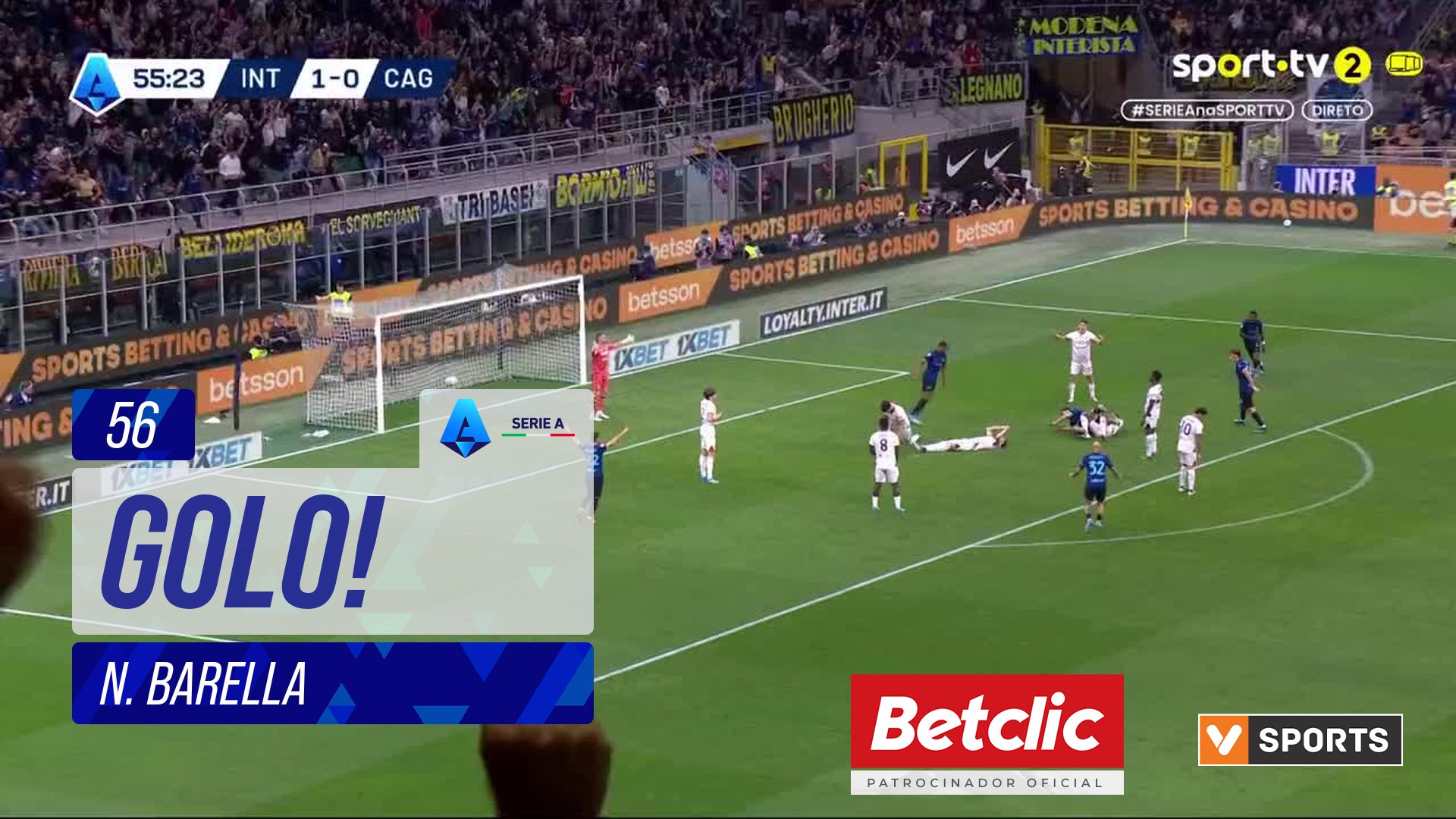 GOLO! Internazionale, N. Barella aos 56', Internaz...