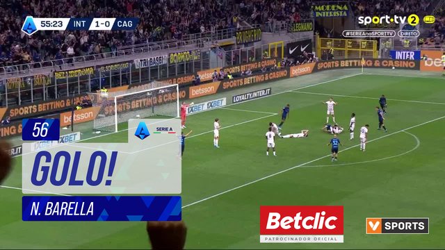 GOLO! Internazionale, N. Barella aos 56', Internazionale 2-0 Cagliari