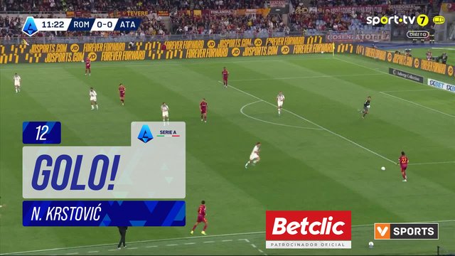 GOLO! Atalanta, N. Krstović aos 12', Roma 0-1 Atalanta