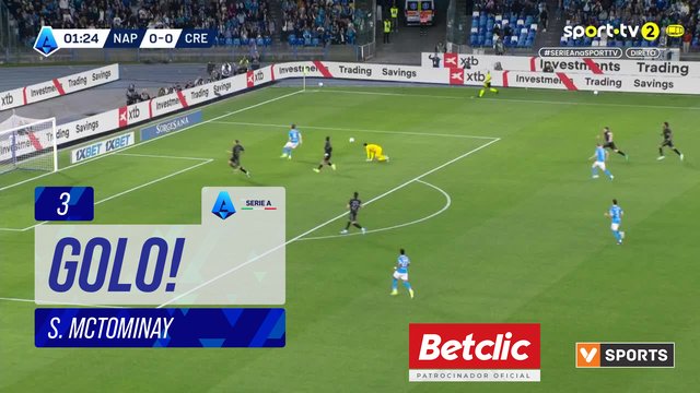GOLO! Napoli, S. McTominay aos 3', Napoli 1-0 Cremonese