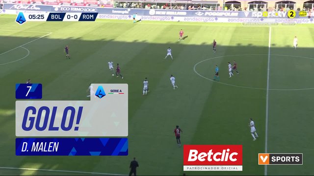 GOLO! Roma, D. Malen aos 7', Bologna 0-1 Roma