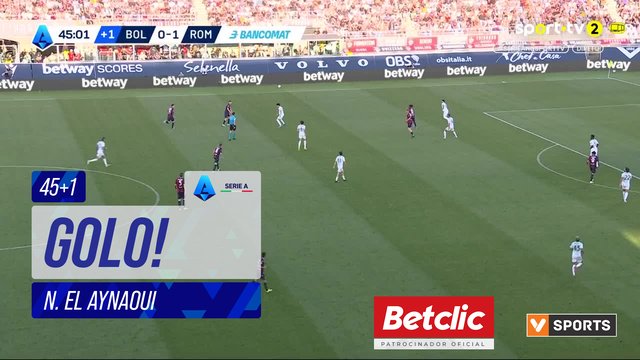 GOLO! Roma, N. El Aynaoui aos 45'+1', Bologna 0-2 Roma