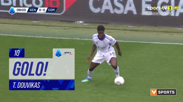 GOLO! Como, T. Douvikas aos 10', Genoa 0-1 Como