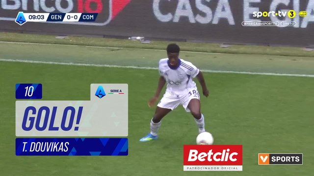 GOLO! Como, T. Douvikas aos 10', Genoa 0-1 Como