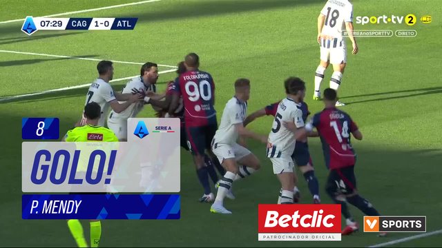 GOLO! Cagliari, P. Mendy aos 8', Cagliari 2-0 Atalanta