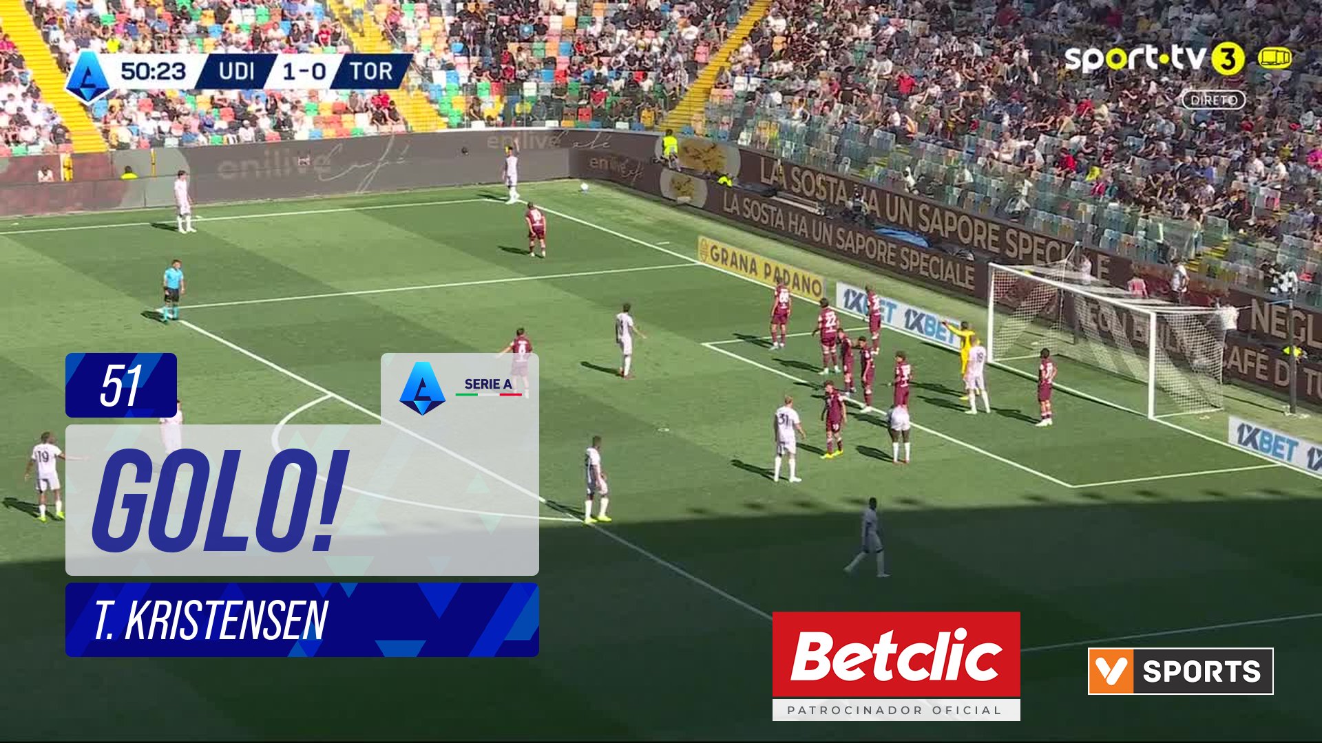 GOLO! Udinese, T. Kristensen aos 51', Udinese 2-0 Torino