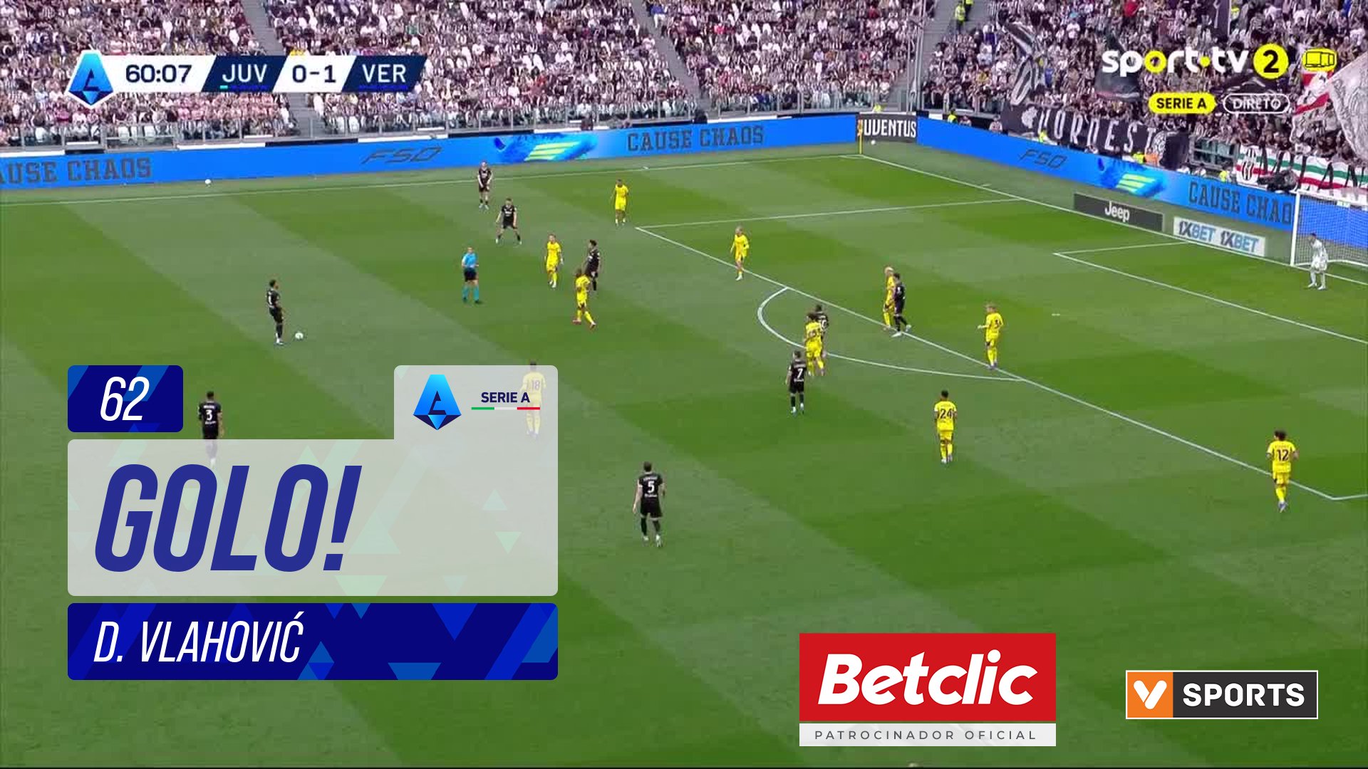 GOLO! Juventus, D. Vlahovi? aos 62', Juventus 1-1 Verona
