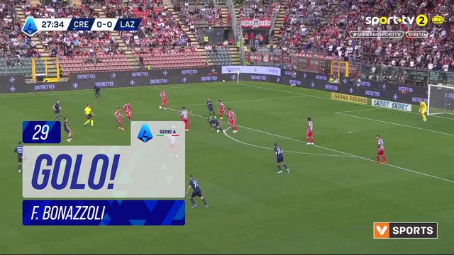 GOLO! Cremonese, F. Bonazzoli aos 29', Cremonese 1-0 Lazio